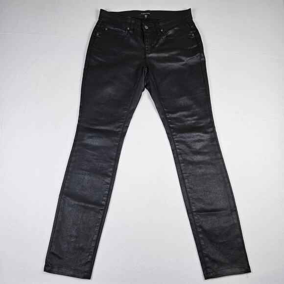Eileen Fisher Womens Waxed Organic Cotton Stretch Denim Pant Black Biker Chic 4 - Picture 5 of 16